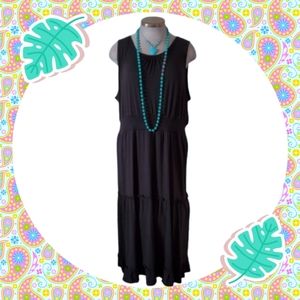 MIDNITE BLACK ☆ TIERED MAXI DRESS ☆ 6x ☆ NWT